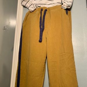 elastic cargo pants w/ blue stripe detail